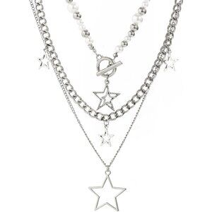 Gothic Layered Star Necklace Set - Elegant Y2K Jewelry for Modern Women